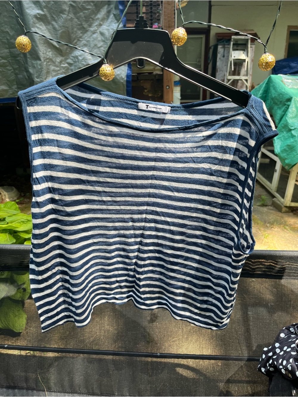 Alexander Wang Navy & White Striped Cropped Tank
